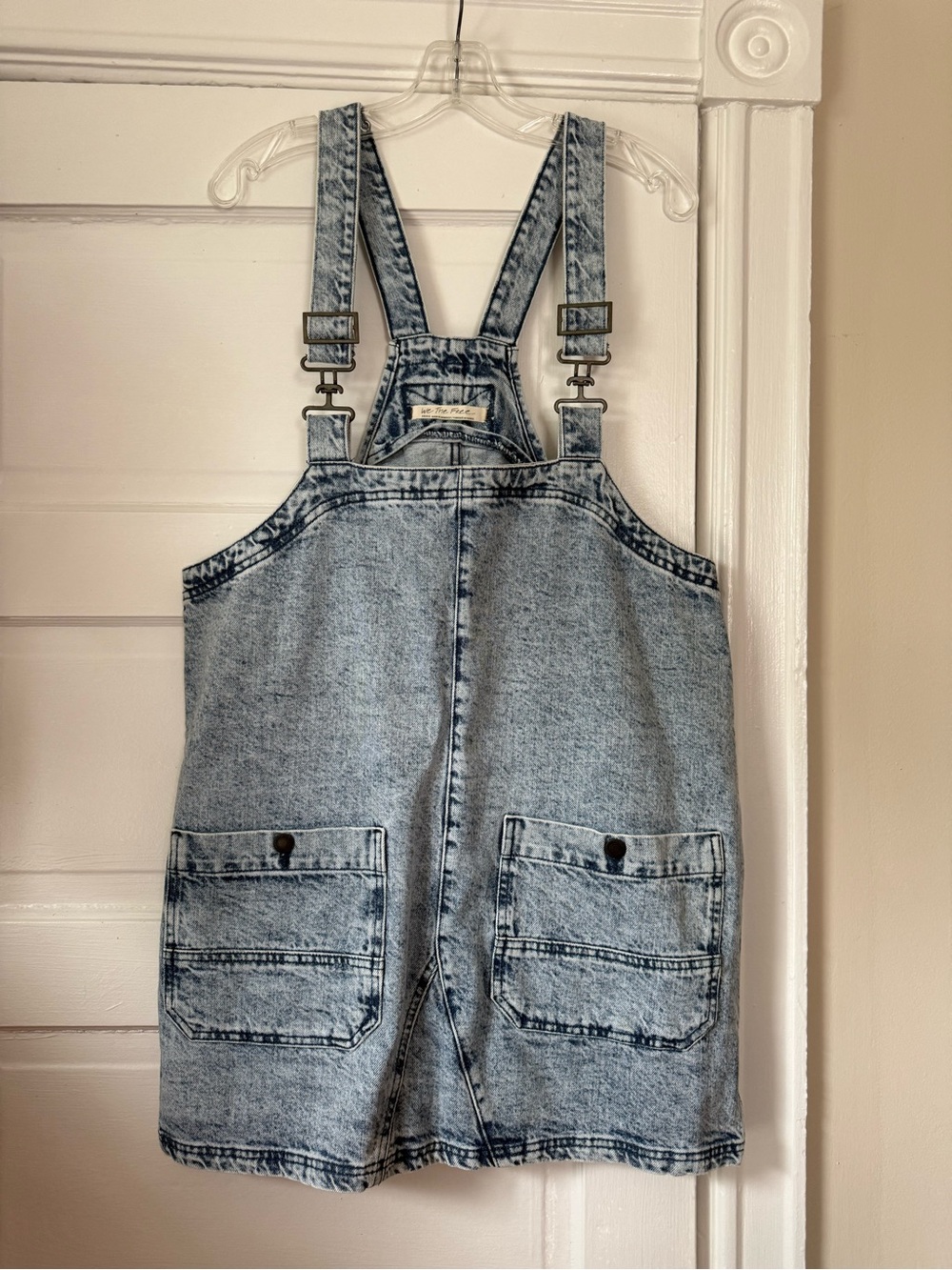 Free People Light Wash Denim Overall Dress